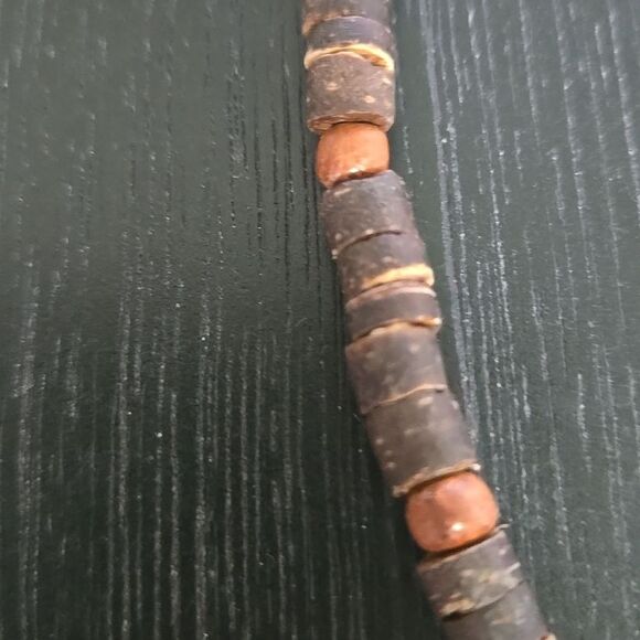 Vintage Vibe Brown Orange Necklace Beads Jeweley Choker Y2k Distressed Unisex - Picture 4 of 11